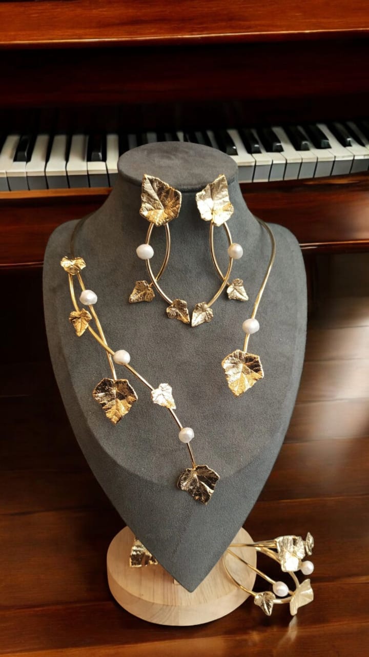 Leaves Copper Gold Plated Full Set
